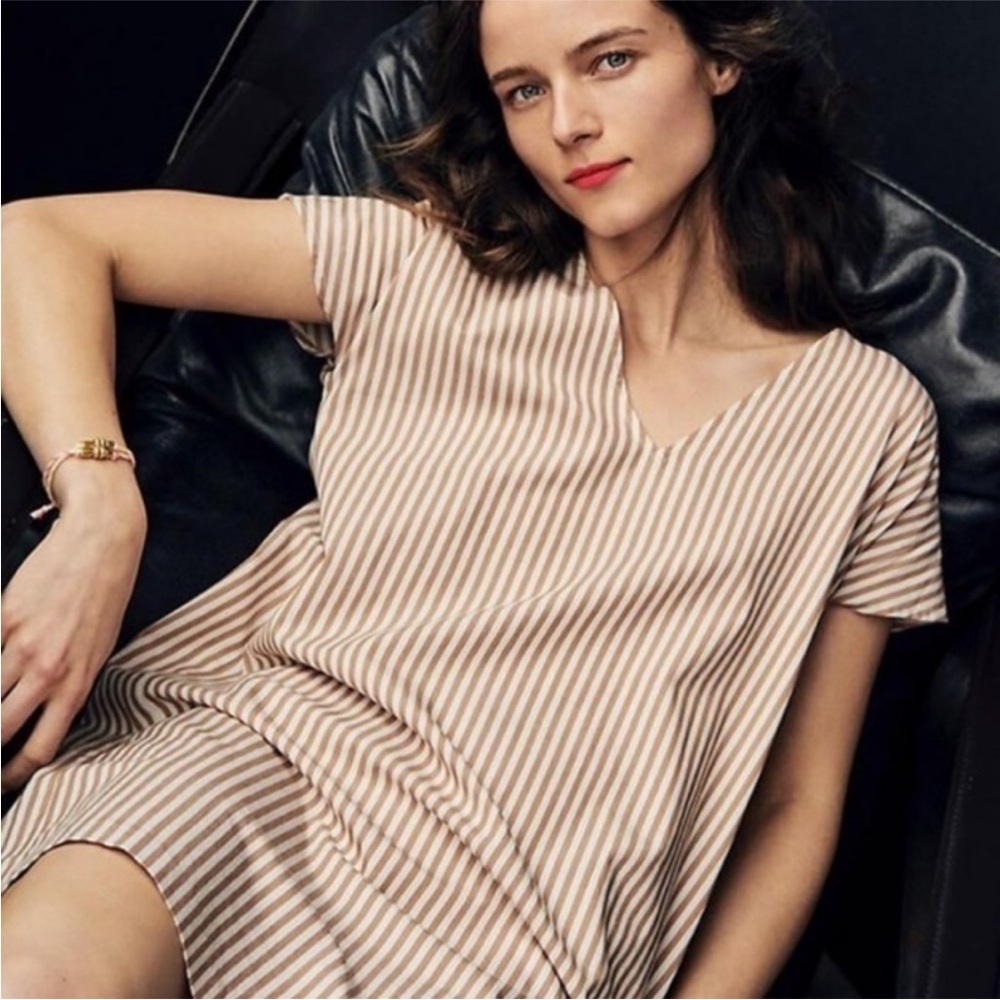 Madewell Beige Striped Dress